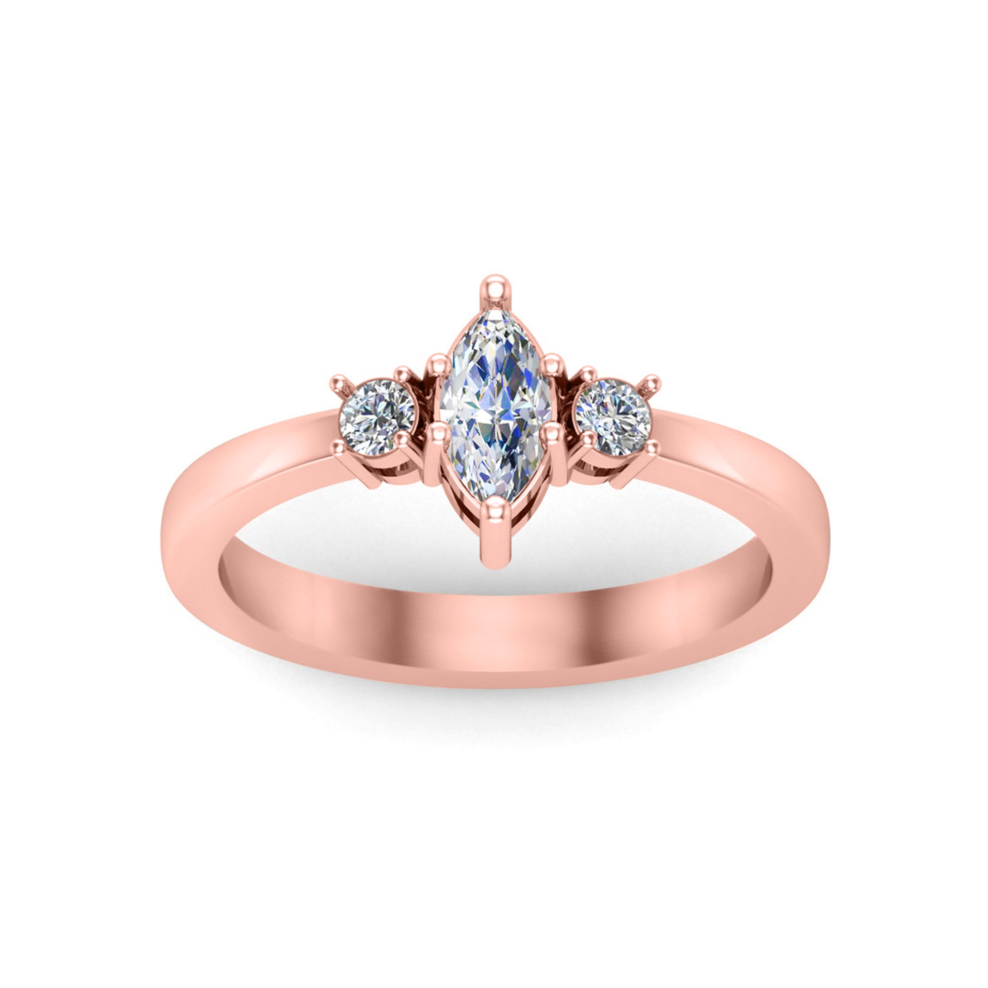 RKC Marquise-Moissanit-Statement-Ring, 925er Silber, 14 Karat Gelbgold vergoldet, Ring für Damen, Gewicht 2,40 g, Breite 2,50 mm