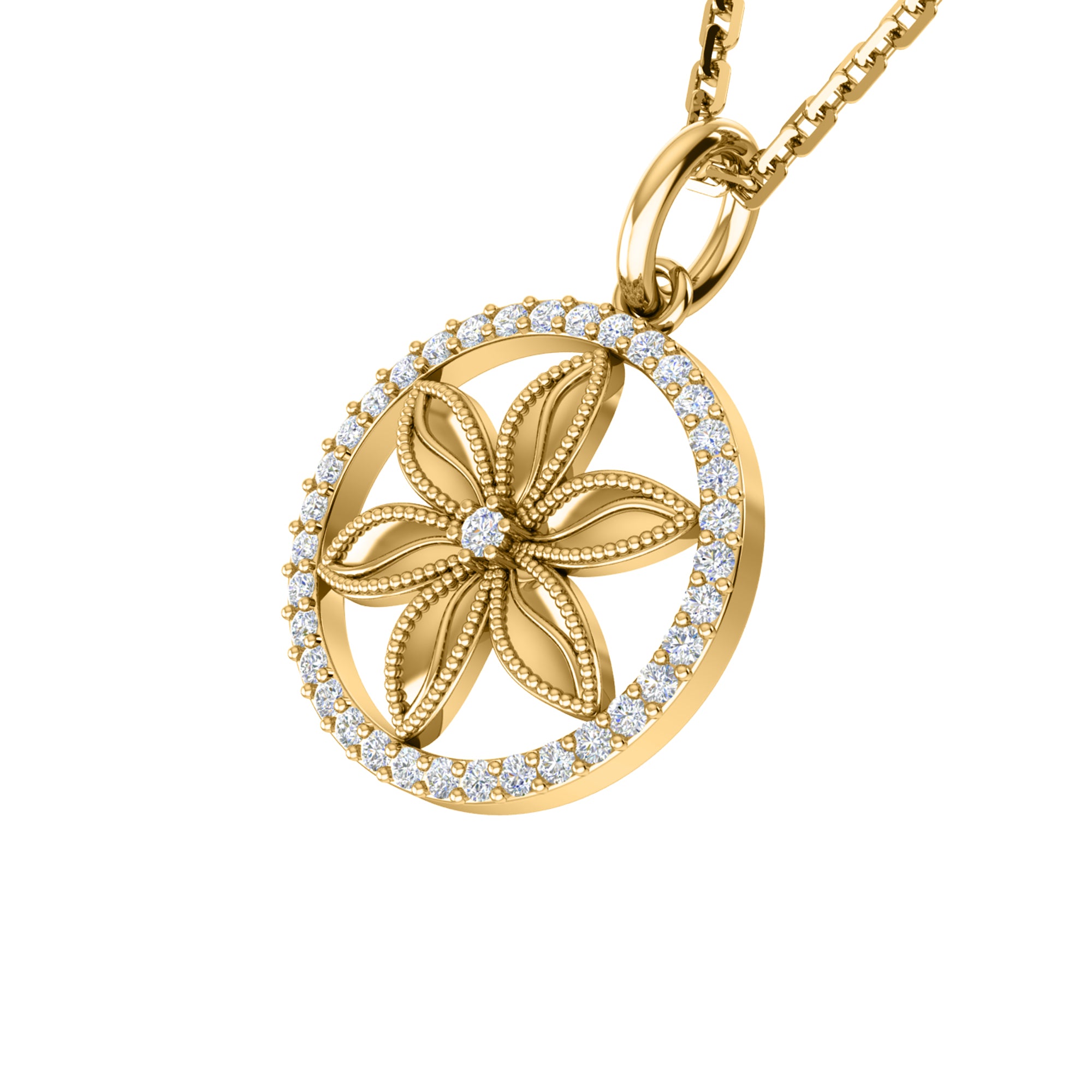 RKC 0,33 Karat Blumen-Moissanit-Anhänger, 925er Silberschmuck, 14 Karat Roségold vergoldet, Gewicht 4,10 g, Höhe 21,80 mm