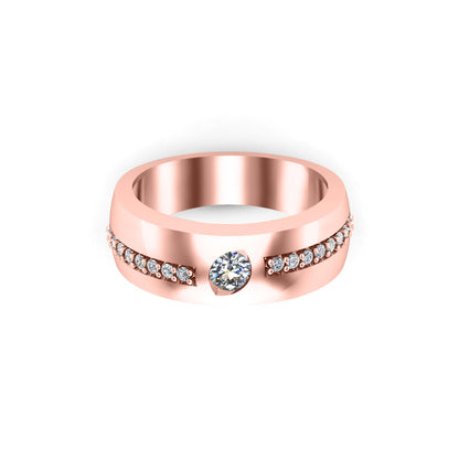 RKC Rundschliff-Moissanit-Verlobungsring, 925er Silber, 18 Karat Roségold vergoldet, für Herren, Gewicht 4 g, Breite 4,50 mm