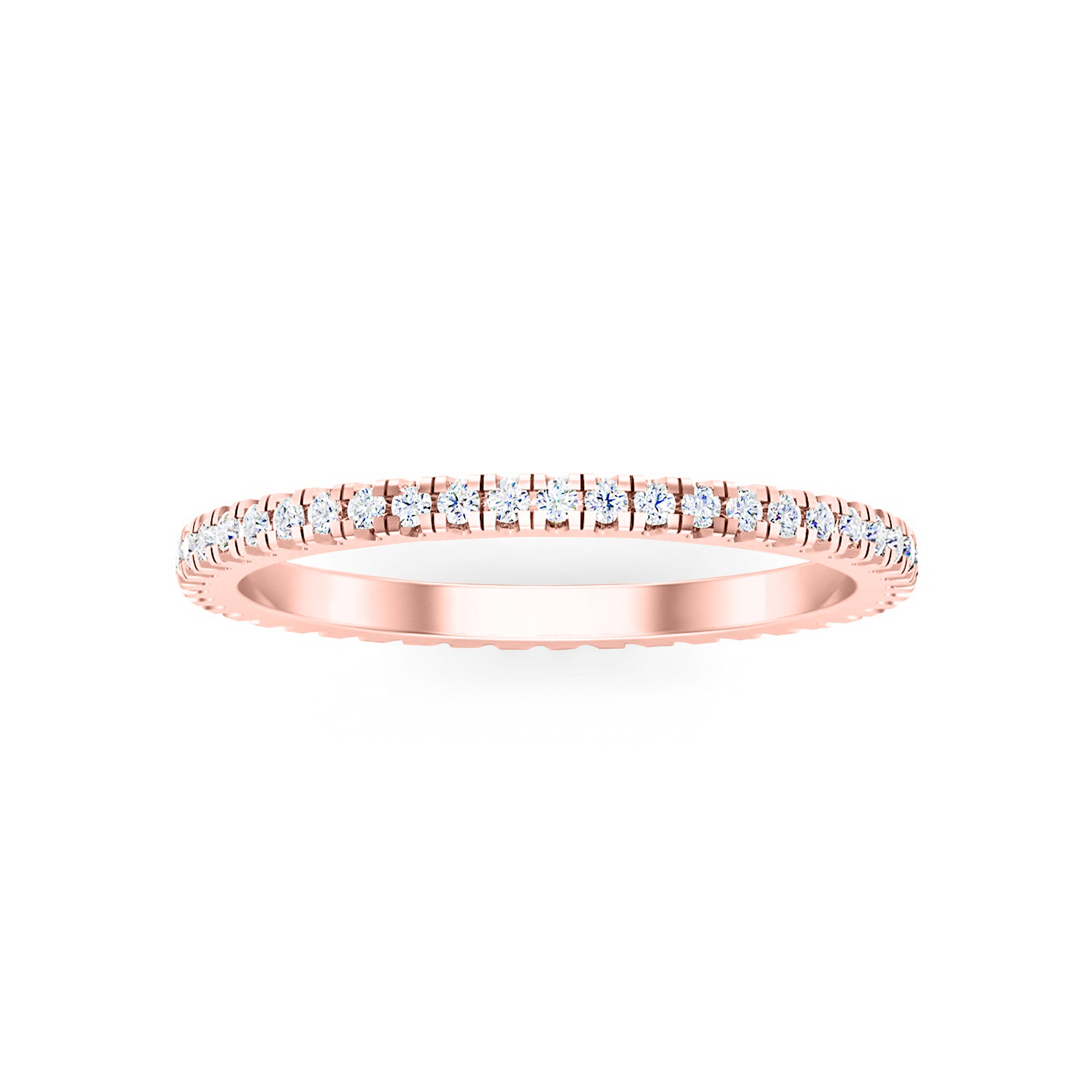 RKC Moissanit Damen-Eternity-Band-Verlobungsring, 14 Karat Roségold vergoldet, 925er Sterlingsilber, Gewicht 1,20 mm, Breite 1,60 mm