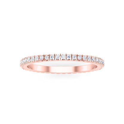 RKC Moissanit Damen-Eternity-Band-Verlobungsring, 14 Karat Roségold vergoldet, 925er Sterlingsilber, Gewicht 1,20 mm, Breite 1,60 mm