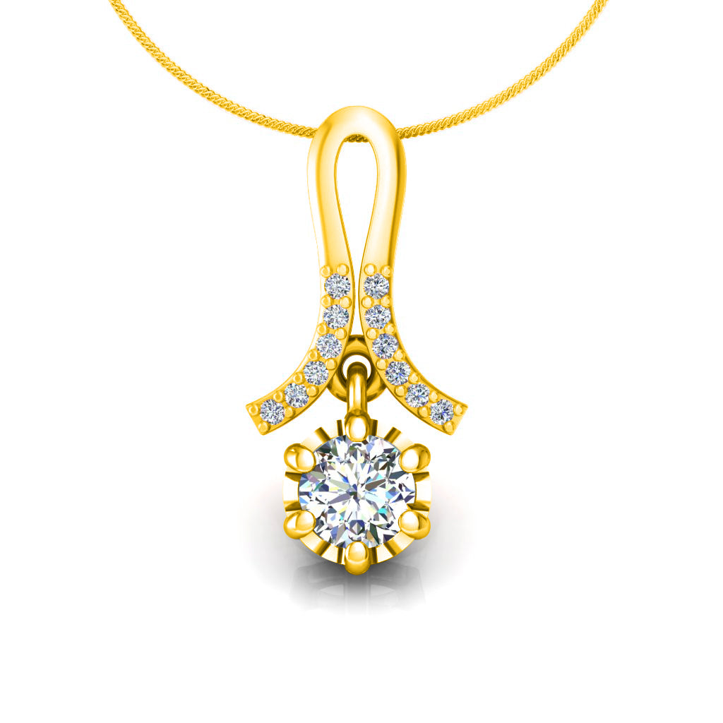 Ciondolo in moissanite da donna con goccia in argento sterling 925 RKC da 0,30 CT, per donna, placcato in oro rosa 14 carati, peso 3,1 g, altezza 16 mm