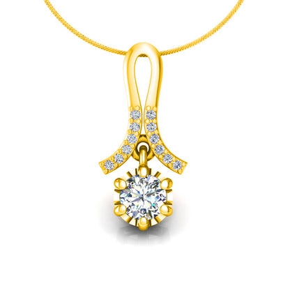Ciondolo in moissanite da donna con goccia in argento sterling 925 RKC da 0,30 CT, per donna, placcato in oro rosa 14 carati, peso 3,1 g, altezza 16 mm