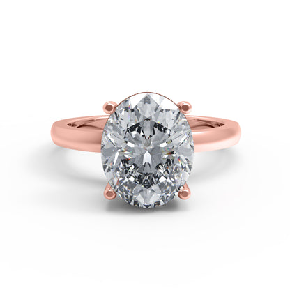 Anello di fidanzamento con moissanite a taglio ovale RKC da 5 ct, argento 925, placcato in oro giallo 14k per donna, peso 3,20 g.
