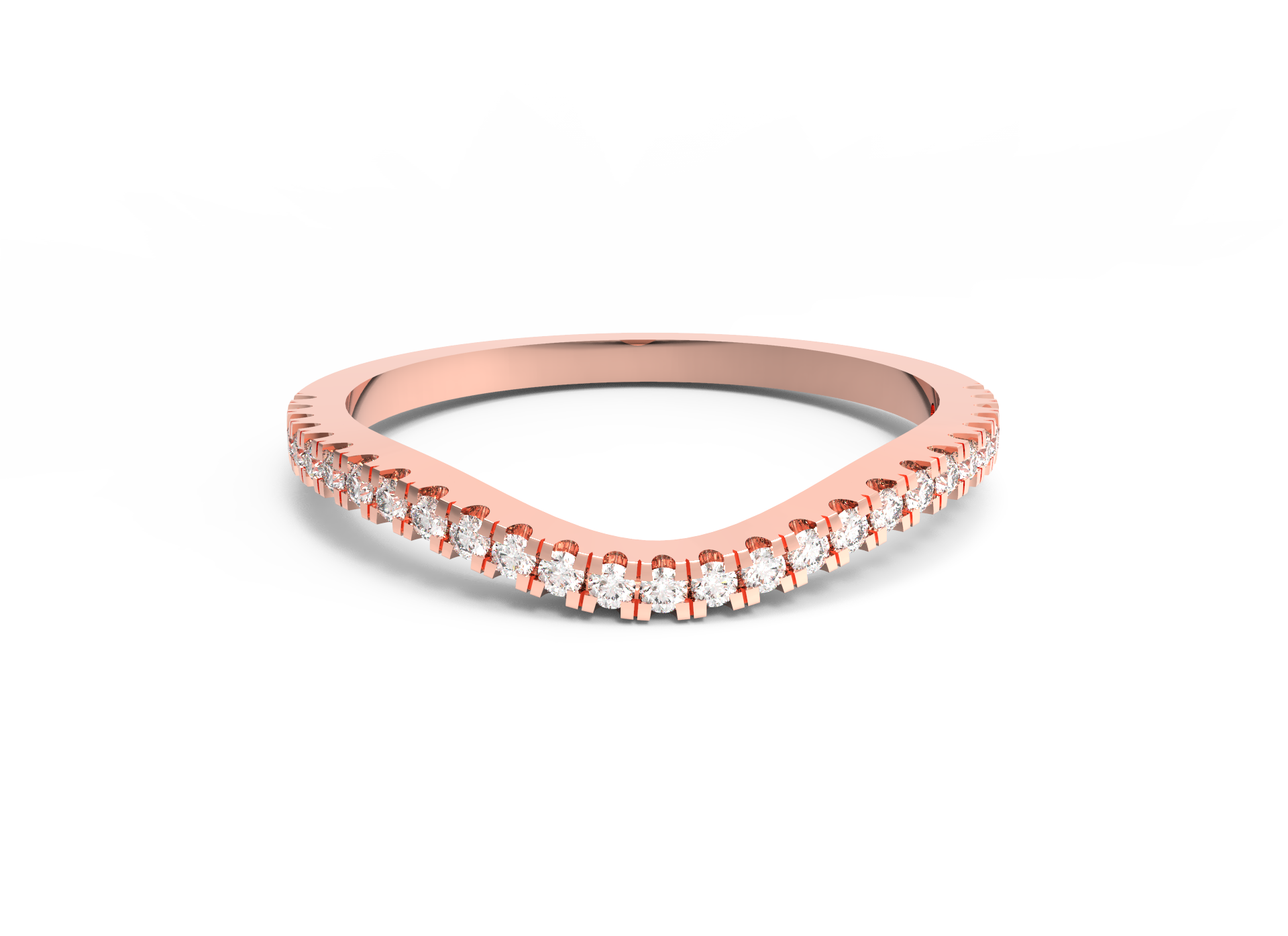 Fede nuziale da donna curva Moissanite RKC, oro giallo su argento sterling 925, peso 1,30 g.