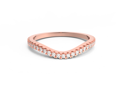 Fede nuziale da donna curva Moissanite RKC, oro giallo su argento sterling 925, peso 1,30 g.