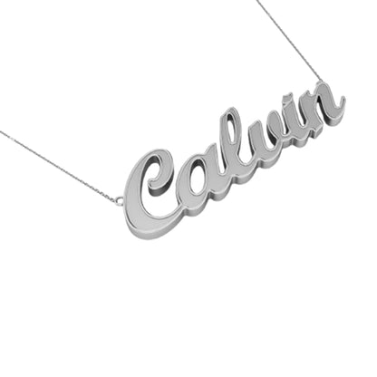 RKC 14k Yellow Gold Plated Name Plate Locket Pendant Necklace 925 Silver Weight 4 gm