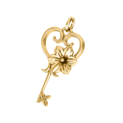 RKC Schlüssel-Anhänger, 925er Silberschmuck, 14 Karat Gelbgold vergoldet, Gewicht 3,50 g, Höhe 25,20 mm