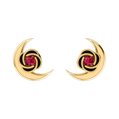 Orecchino da donna RKC in argento sterling 925 con mezza luna respinta in oro bianco 14k oltre 1,60 peso, altezza 9,30 mm