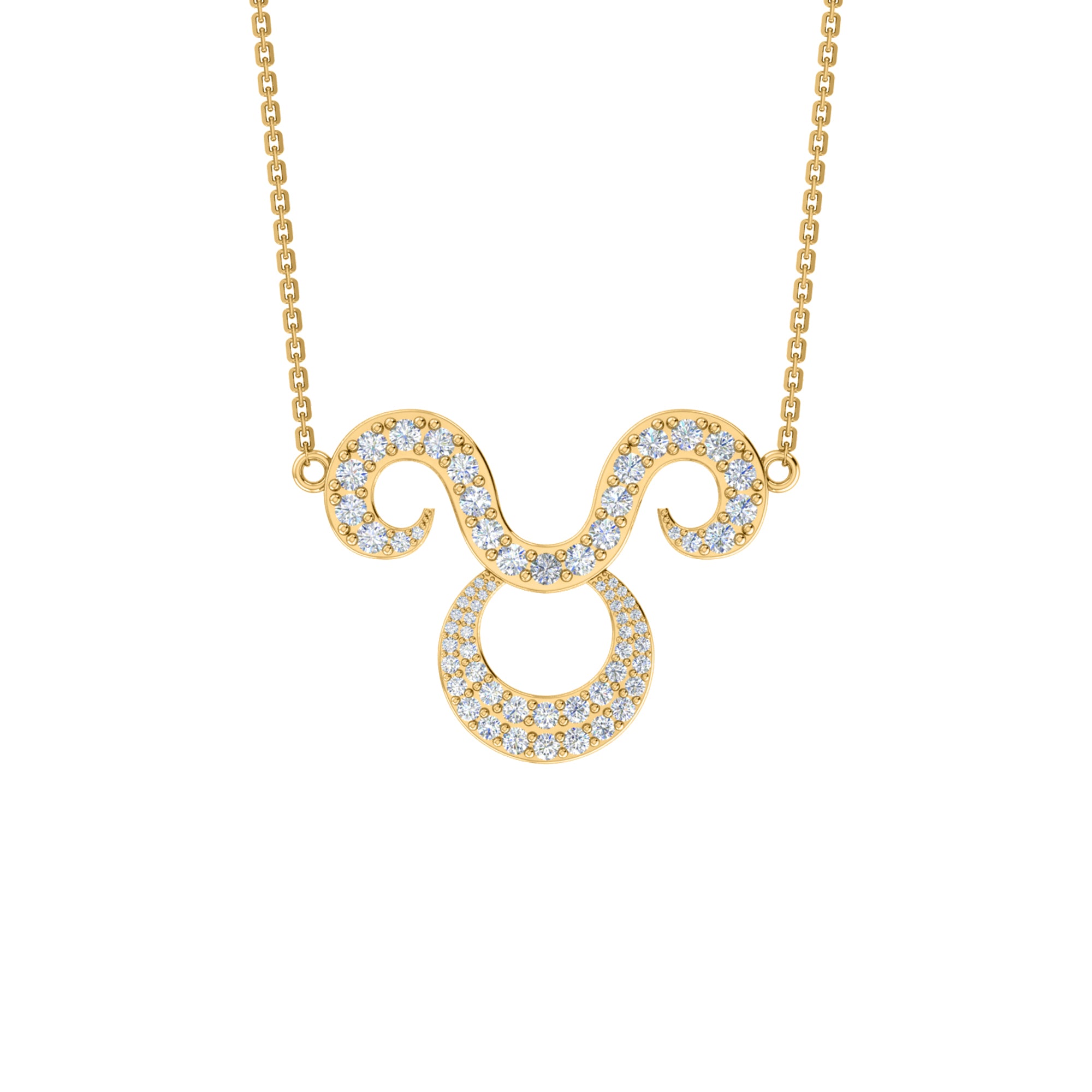 RKC 1,60 ct Moissanit Charming Aries Halskette Set 925 Silber 14 Karat Gelbgold plattiert Gewicht 5,00 g Höhe 25,40 mm