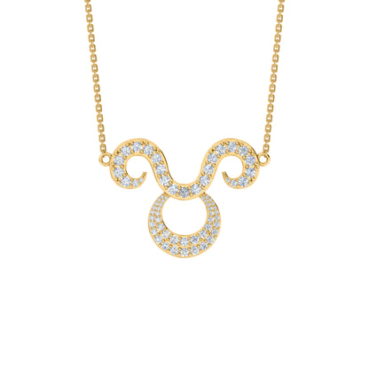 RKC 1,60 ct Moissanit Charming Aries Halskette Set 925 Silber 14 Karat Gelbgold plattiert Gewicht 5,00 g Höhe 25,40 mm