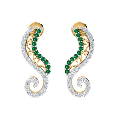 Orecchino da donna con perno in argento sterling RKC 925 bianco 14k su peso 3,00 g, altezza 20,50 mm