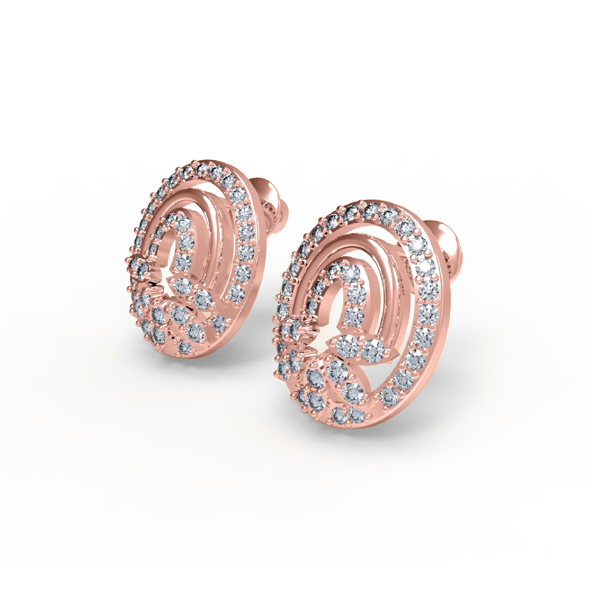 Orecchino da donna con perno a vite sul retro in argento sterling RKC 925, rosa 14k, oltre 3,50 Gm, altezza 12,50 mm