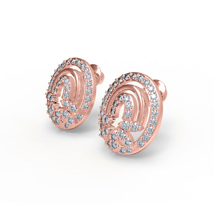 Orecchino da donna con perno a vite sul retro in argento sterling RKC 925, rosa 14k, oltre 3,50 Gm, altezza 12,50 mm