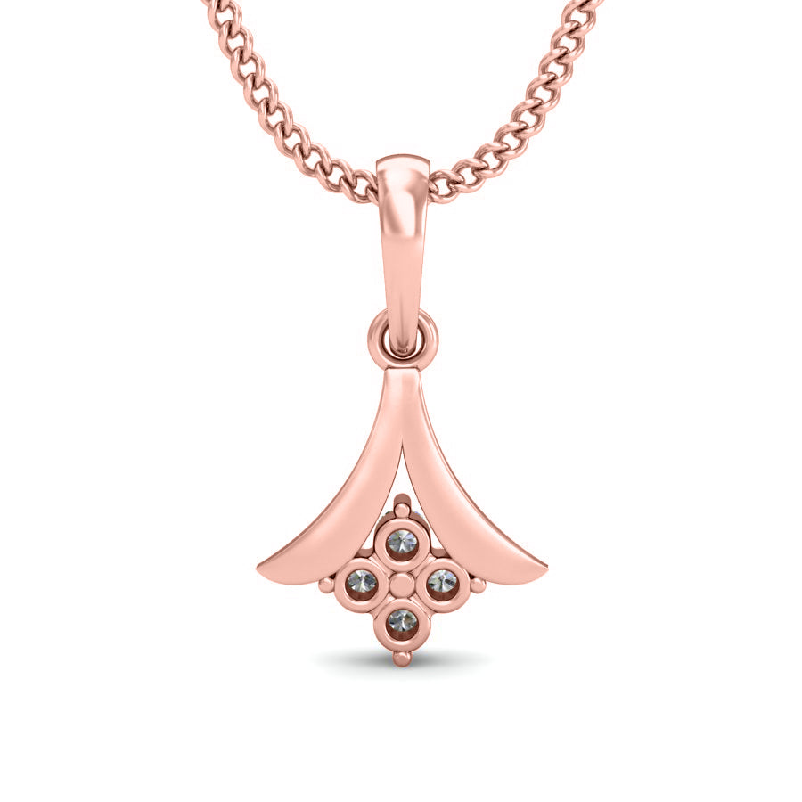 RKC Vier-Steine-Silber-Moissanit-Anhänger mit 0,06 Karat für Damen, 14-Karat-Gelbgold-Finish, Gewicht 2,6 Gramm, Höhe 14 mm