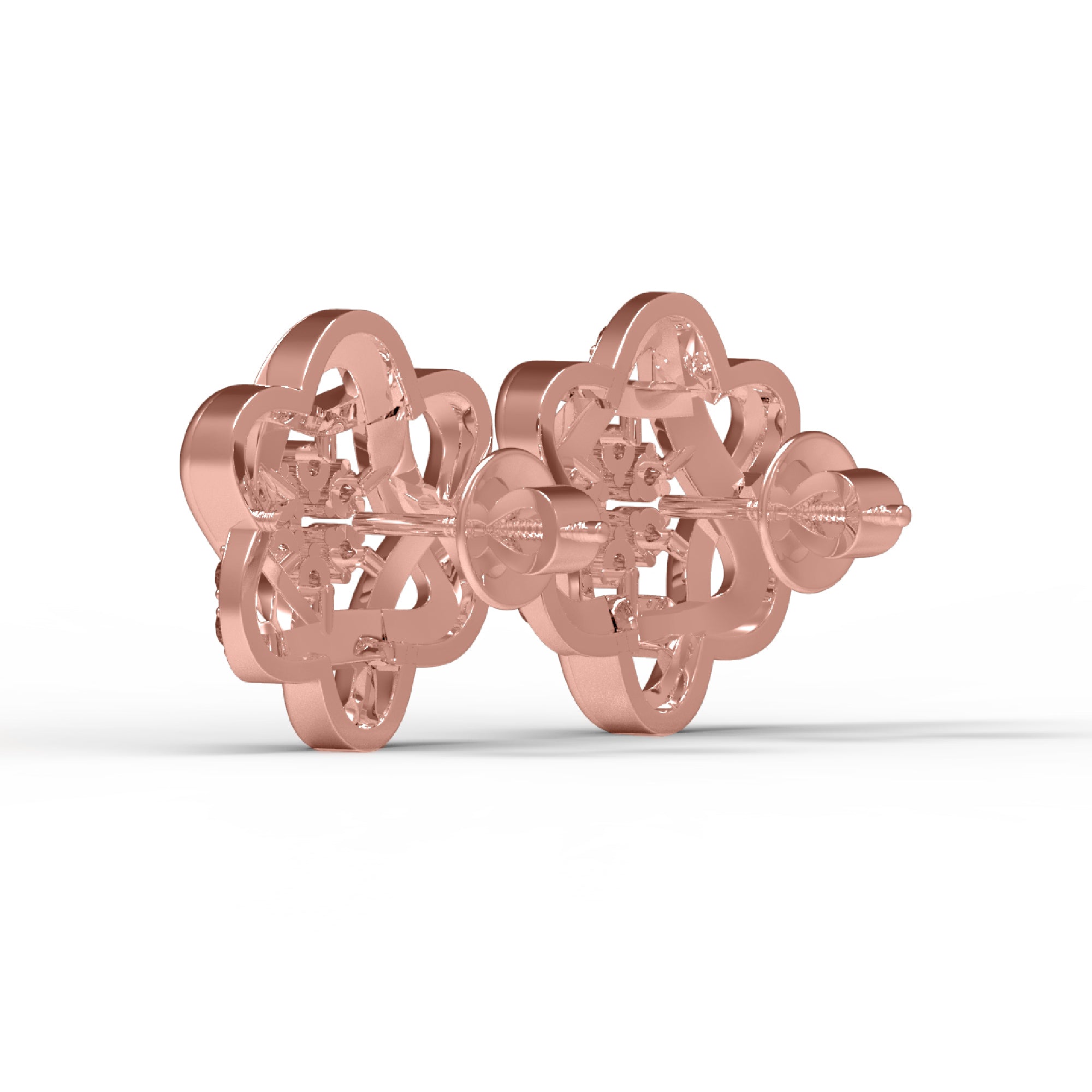RKC Damen-Ohrstecker aus 925er-Sterlingsilber mit Schraubverschluss, 14-Karat-Rose, Produktgewicht: 5,20 GM, Höhe: 16,50 mm