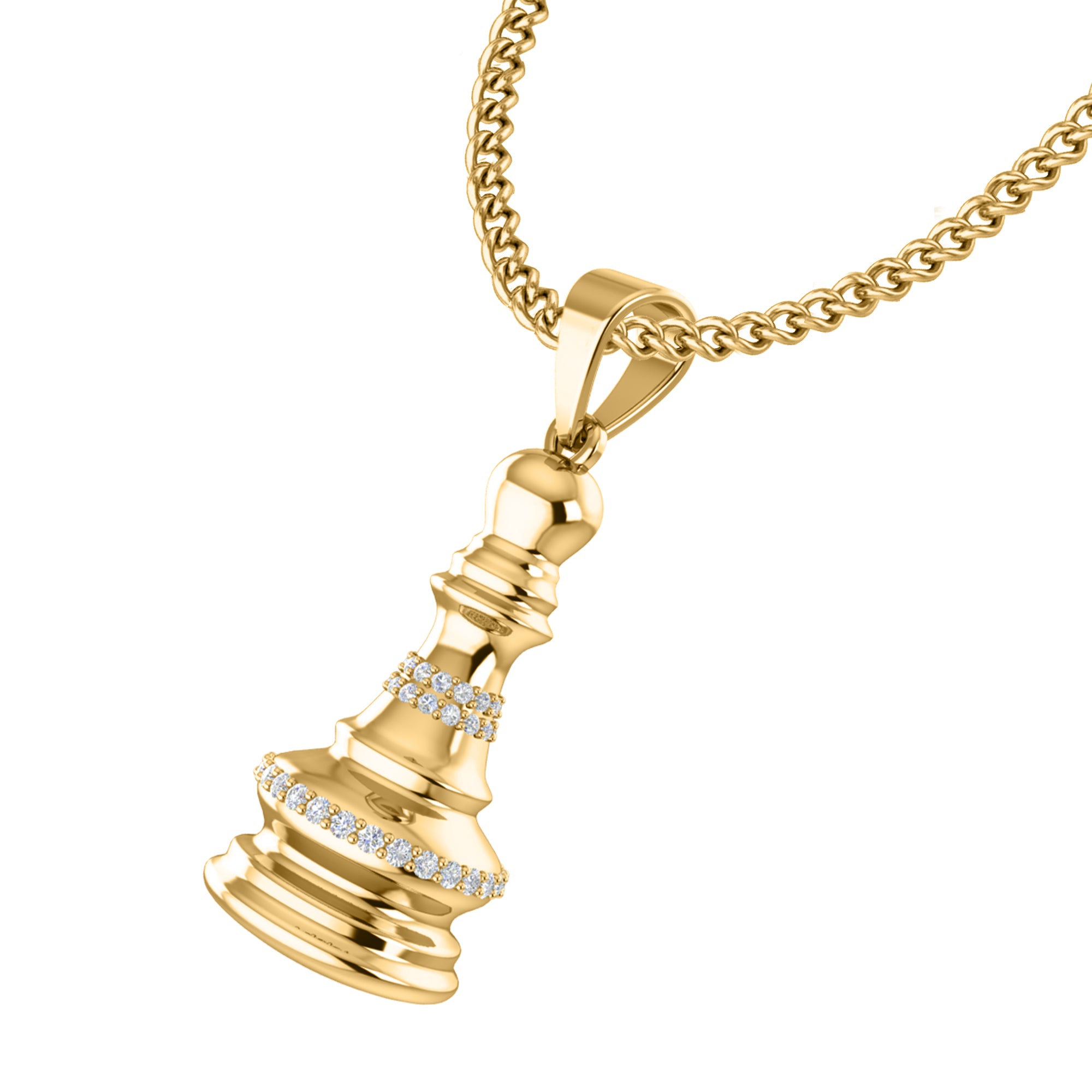 RKC 0,20 ct Moissanit Königin Schachfigur Anhänger 925 Silber Schmuck 14 K Gelbgold vergoldet 5 g 28,00 mm