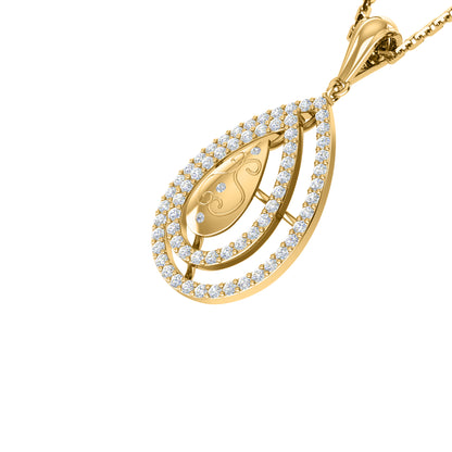RKC Ciondolo a goccia in moissanite da 0,65 ct, gioielli in argento 925, placcato in oro giallo 14 carati, peso 5 g, altezza 31 mm