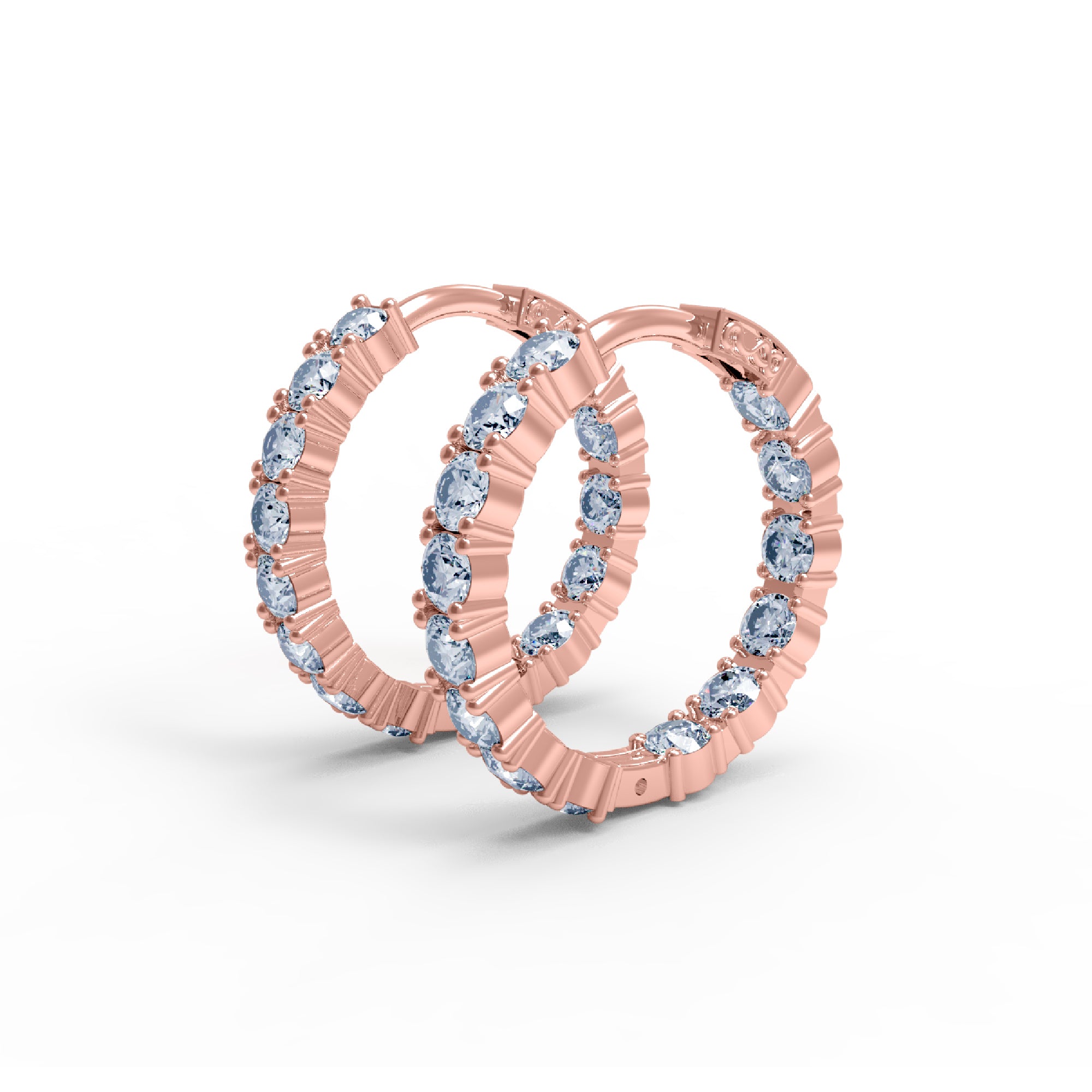 RKC 925 Sterling Silber Creolen-Clip-on-Ohrring für Damen, 14 Karat Rose über Produktgewicht 6,50 GM, Höhe 21,00 mm