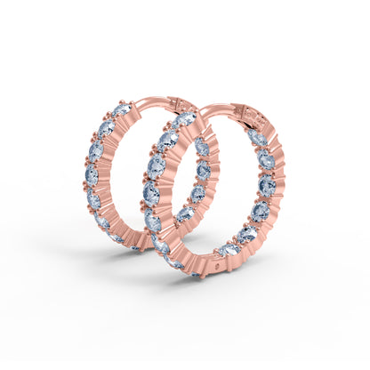 RKC 925 Sterling Silber Creolen-Clip-on-Ohrring für Damen, 14 Karat Rose über Produktgewicht 6,50 GM, Höhe 21,00 mm