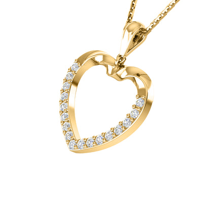 Ciondolo a forma di cuore in moissanite da 0,51 ct RKC, gioielli in argento 925 placcati in oro bianco 14 carati, peso 3,60 g, altezza 28 mm.