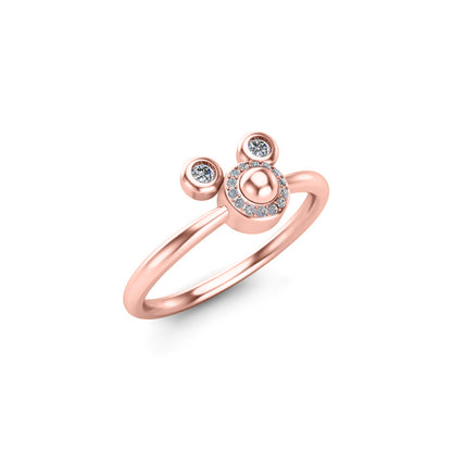 RKC Moissanit Tiny Cute Ring 925 Silber Damenring 14K Gelbgold plattiert, Gewicht 2,30 g, Breite 1,70 mm