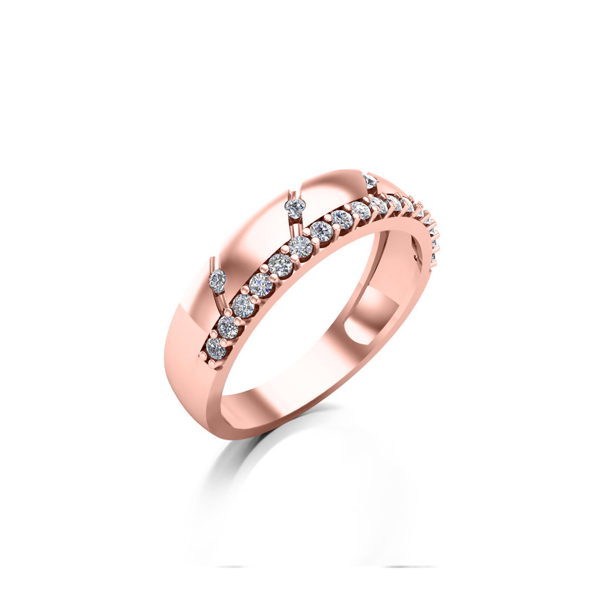 RKC 0,28 ct Moissanit 925 Sterling Silber vergoldeter Herren-Bandring für Valentinstagsgeschenk, Gewicht 4 g und Breite 4 mm
