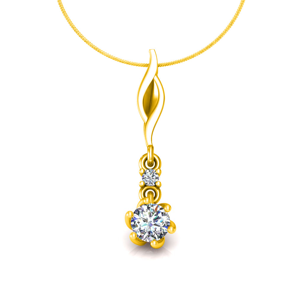 Ciondolo in moissanite da 0,27 ct con due pietre in argento con finitura in oro bianco RKC, regalo per lei, altezza 20,00 mm, peso 2,6 g