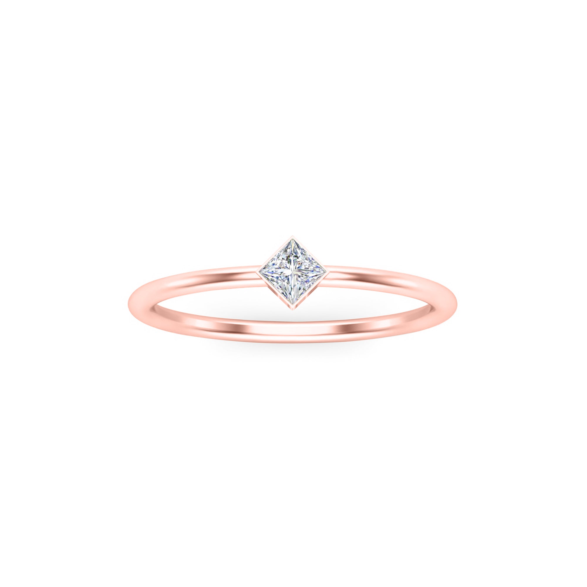 RKC Princess Cut Moissanit Solitär Verlobungsring 925 Silber 14K Roségold vergoldet