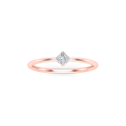 RKC Princess Cut Moissanit Solitär Verlobungsring 925 Silber 14K Roségold vergoldet