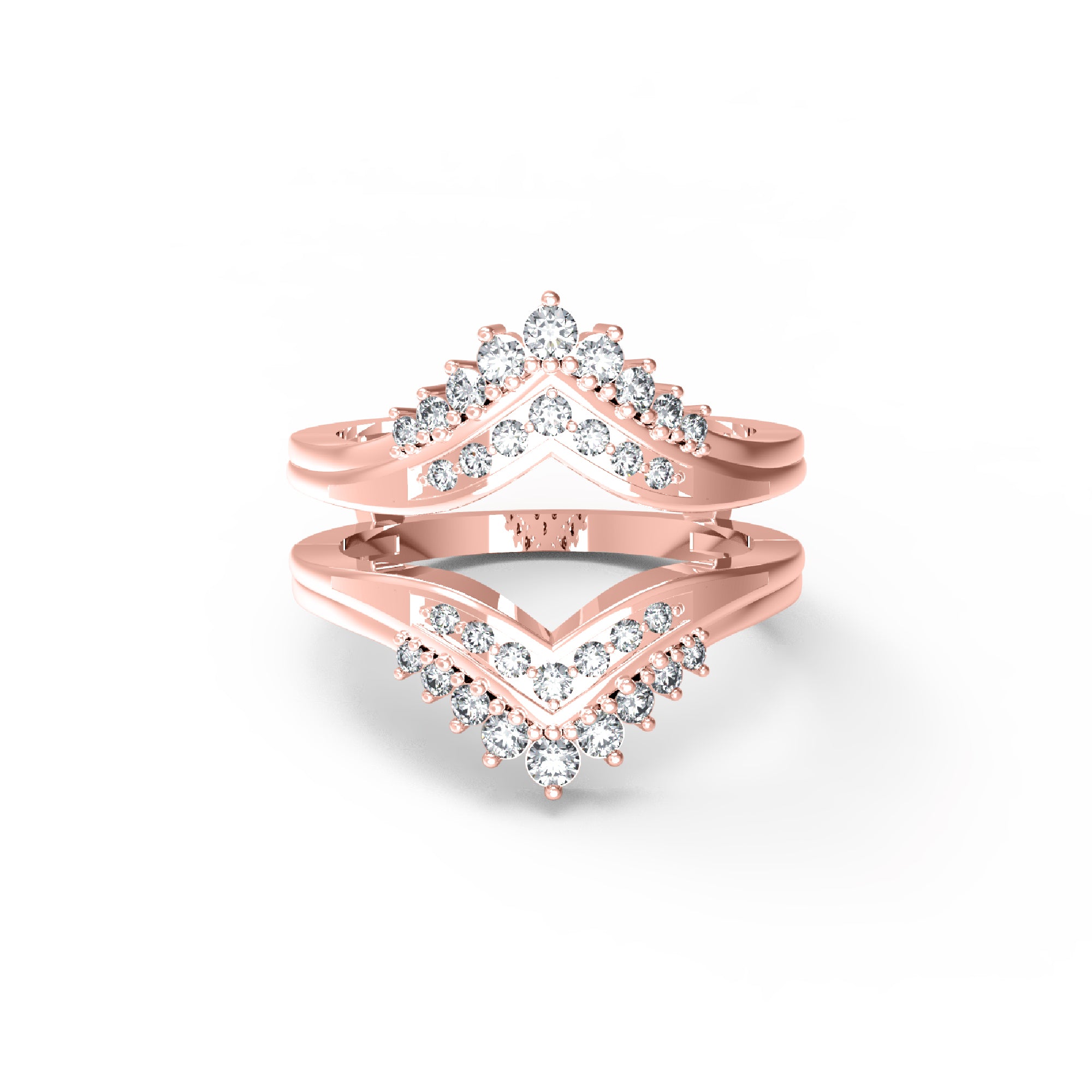 RKC Moissanit 925 Sterling Silber Hochzeit Enhancer Guard Verlobungsring 14 Karat Roségold vergoldet, Gewicht 6 g, Breite 6,50 mm