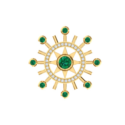 Spilla RKC Moissanite in argento sterling 925 placcata in oro giallo 14 carati Peso del prodotto 1,60 CM Altezza 22,00 MM