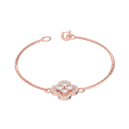 Bracciale da donna floreale in moissanite RKC in argento sterling 925 da 1,00 ct, placcato in oro giallo 14 carati, peso 2,85 ct