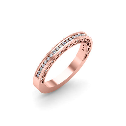 RKC Rundschliff-Moissanit-Ewigkeitsring für Damen, 925er-Silber, plattiert mit 14 Karat Gelbgold, Gewicht 3,30 g, Breite 2,50 mm