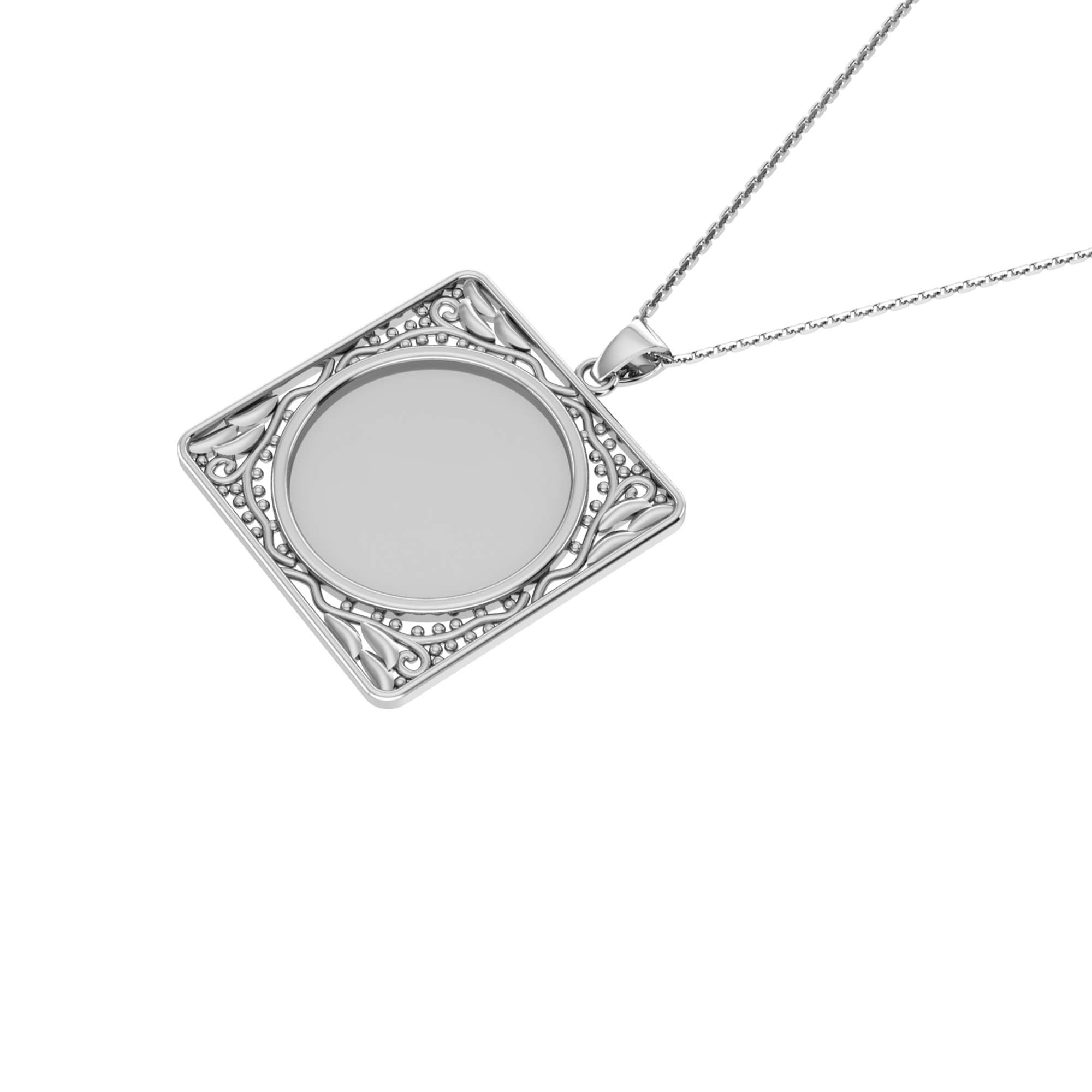 RKC Frame For Photo Personalised Memory Necklace Pendant 14k Gold Plated Silver
