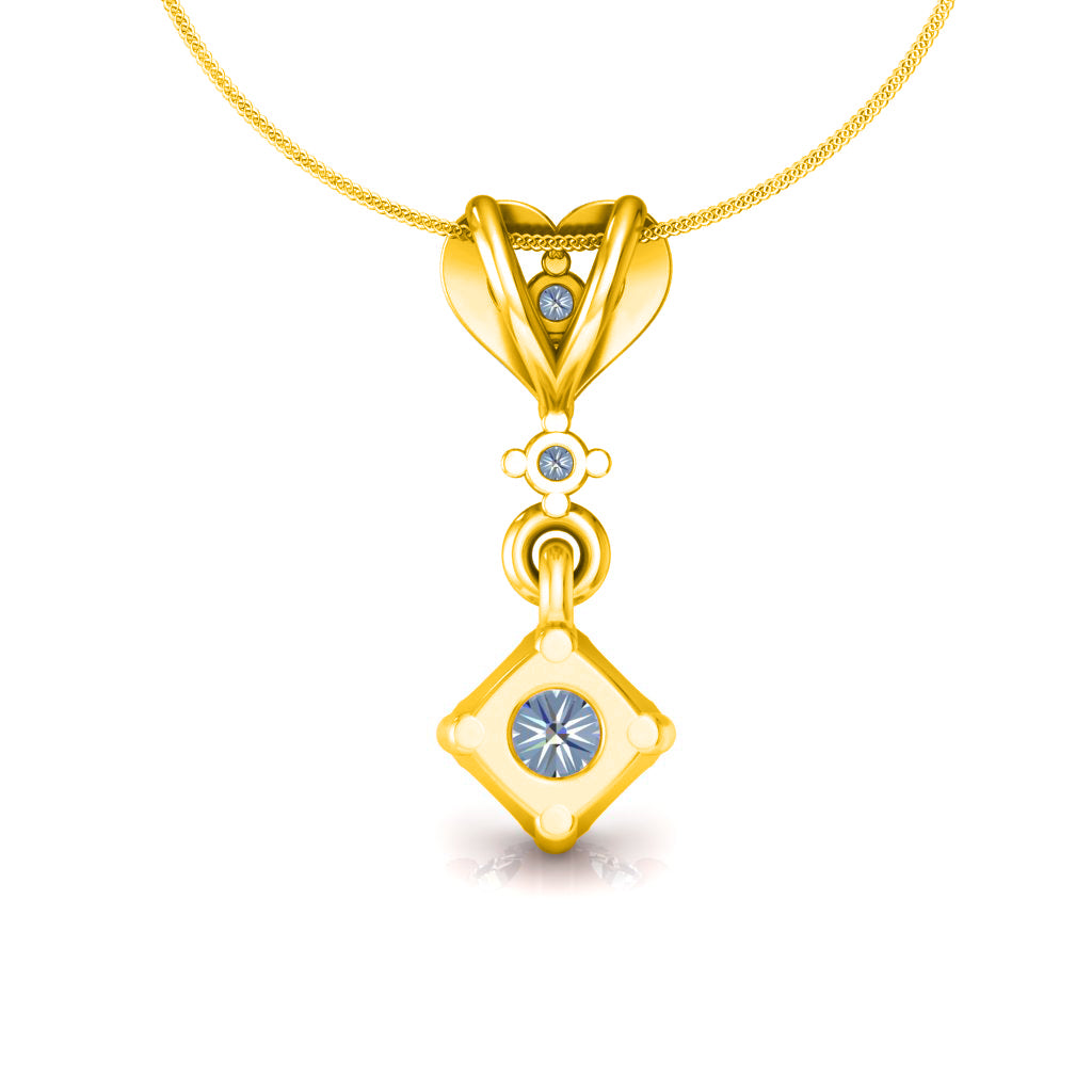 RKC Anello a cuore con pendente in argento con moissanite da 0,40 ct, finitura in oro giallo 14 carati, peso 2,8 g, altezza 15 mm