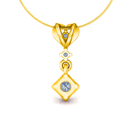 RKC Anello a cuore con pendente in argento con moissanite da 0,40 ct, finitura in oro giallo 14 carati, peso 2,8 g, altezza 15 mm