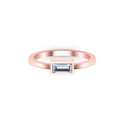 RKC 925 Sterling Silber Baguette-Solitärring für Sie, Gewicht 1,80 g, Breite 1,60 mm