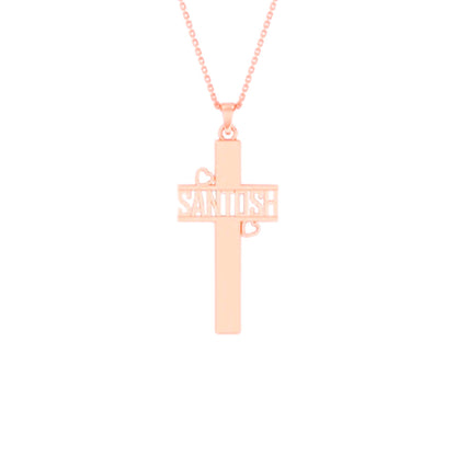RKC 14k Gold Plated Cross Pendant Including Your Name Idea Charm Religion Pendant Weight 5 gm And Length 40MM