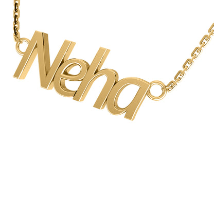 RKC Namensanhänger-Halskette, 925er Silberschmuck, 14 Karat Gelbgold plattiert, Produktgewicht: 3,80 GM, Höhe: 9,50 mm