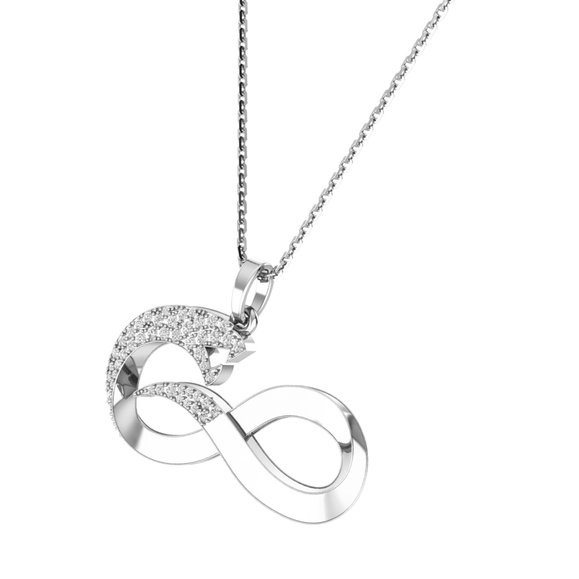 RKC 14k Yellow Gold Plated Infinity Snake Real Moissanite Pendant Necklace 925 Sterling Silver