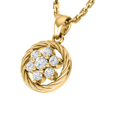 Ciondolo floreale in moissanite da 0,25 ct RKC, gioielli in argento 925, placcato in oro giallo 14 carati, peso 3,80 g, altezza 16,50 mm