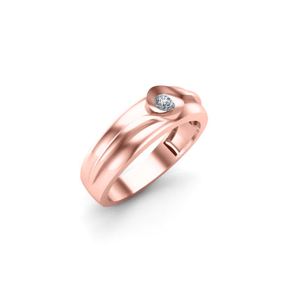 RKC 0,08 Karat Moissanit-Verlobungsring, 925er Silber, 14 Karat Roségold vergoldet, für Herren, Gewicht 3 g, Breite 4,50 mm