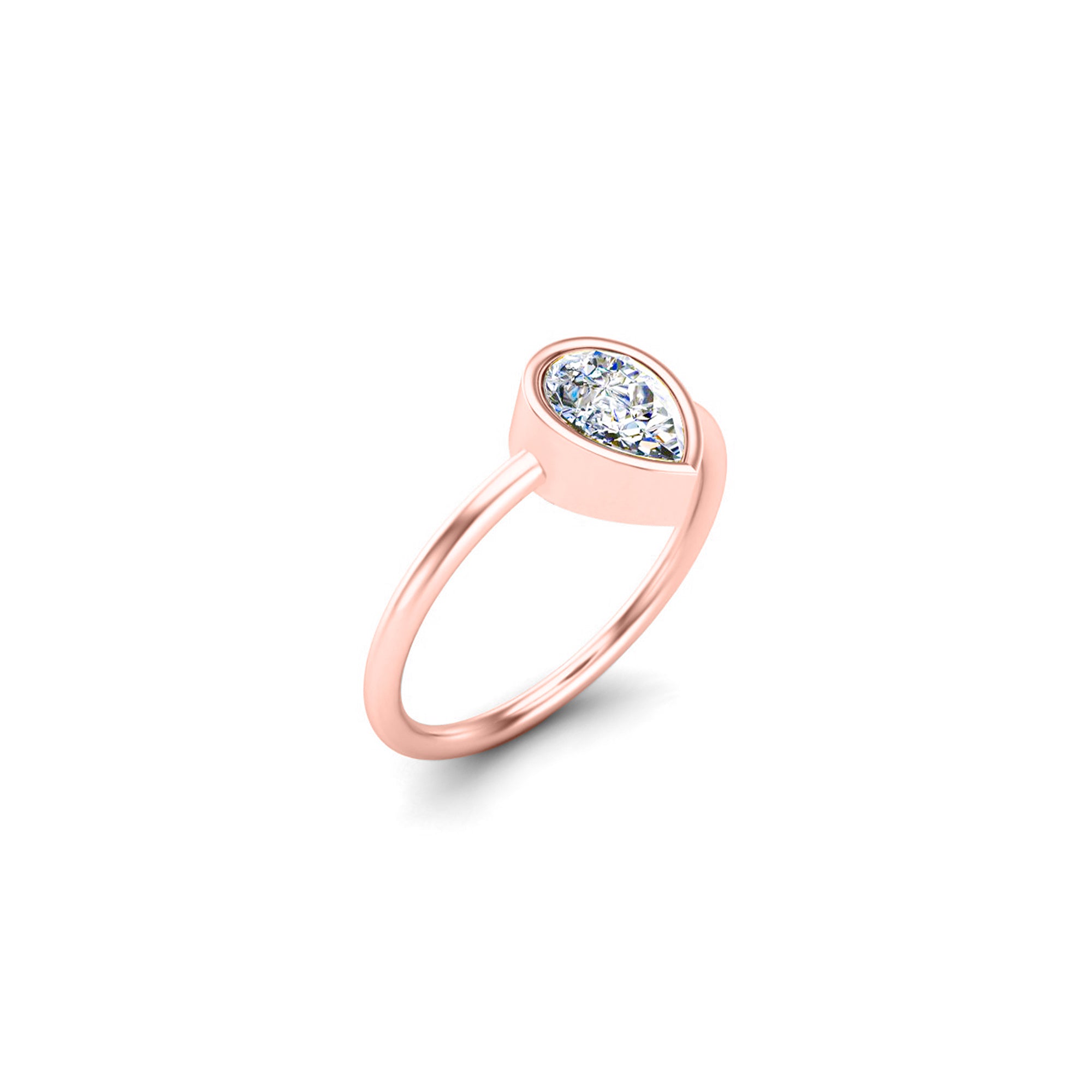 Anello nuziale solitario in moissanite con taglio a pera RKC per lei Anello di promessa in argento 925 placcato in oro rosa 14 carati Peso 2 g