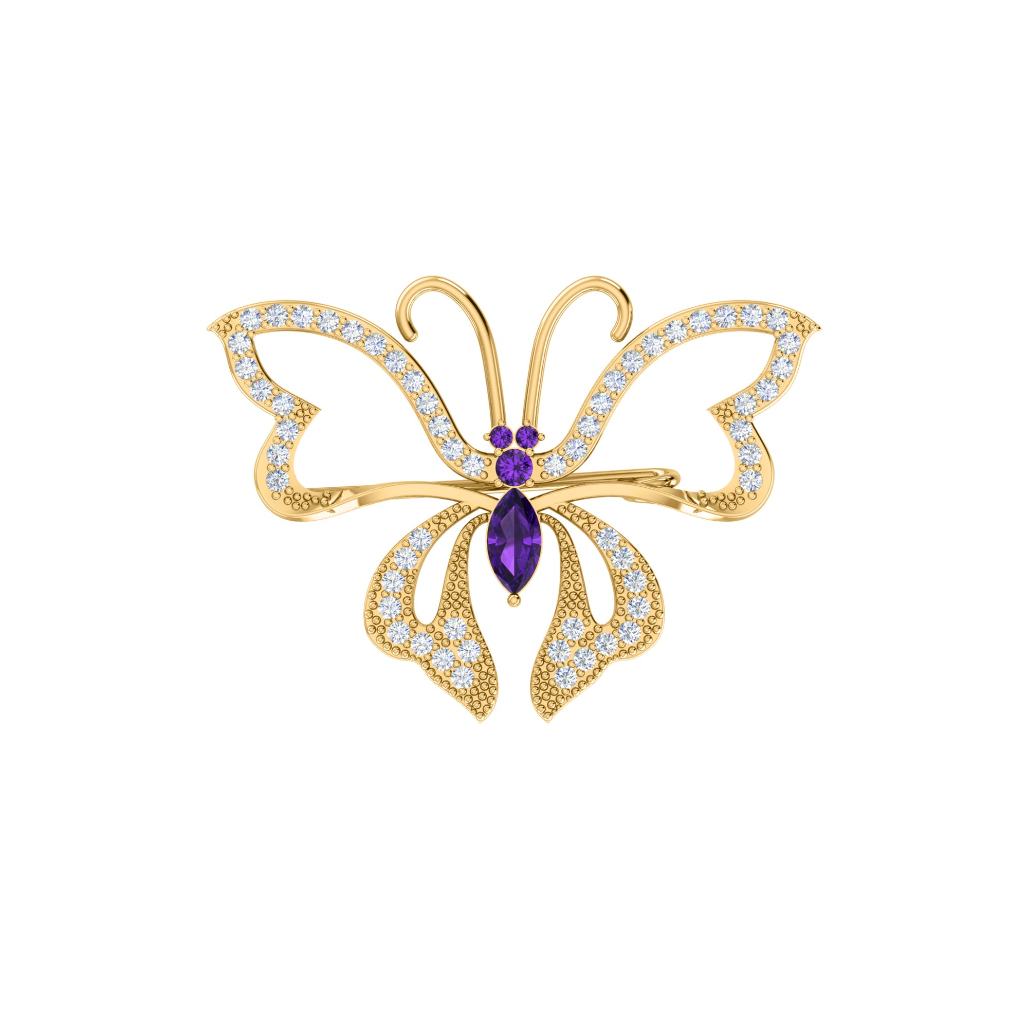 Spilla a farfalla in argento sterling 925 con moissanite da 0,96 ct, prodotto placcato in oro rosa 14 carati, peso 4,00 g