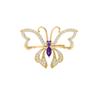 Spilla a farfalla in argento sterling 925 con moissanite da 0,96 ct, prodotto placcato in oro rosa 14 carati, peso 4,00 g