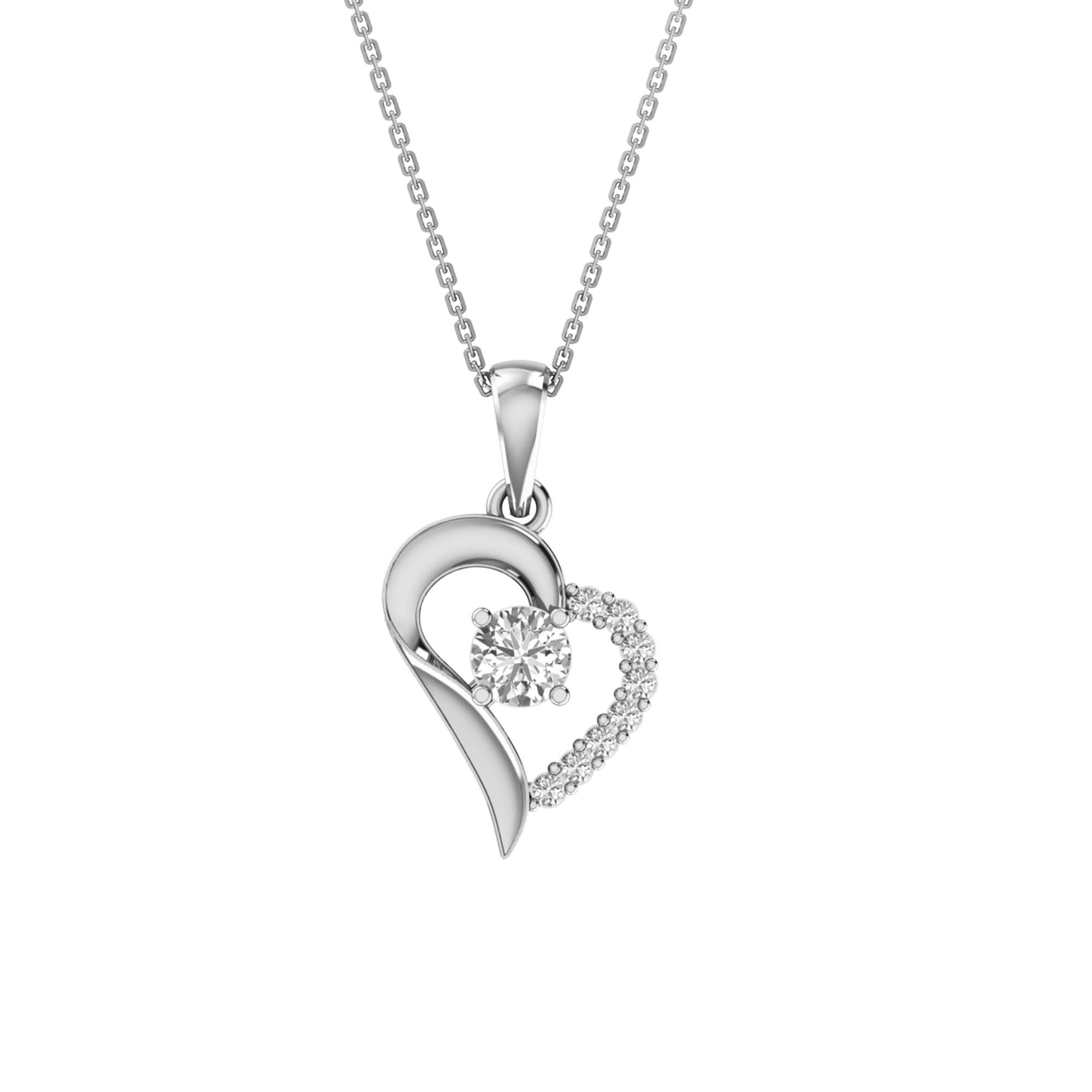 RKC Rose Gold Moissanite Heart Pendant With Link Chain Gift For Girls 925 Silver Weight 5.50 gm