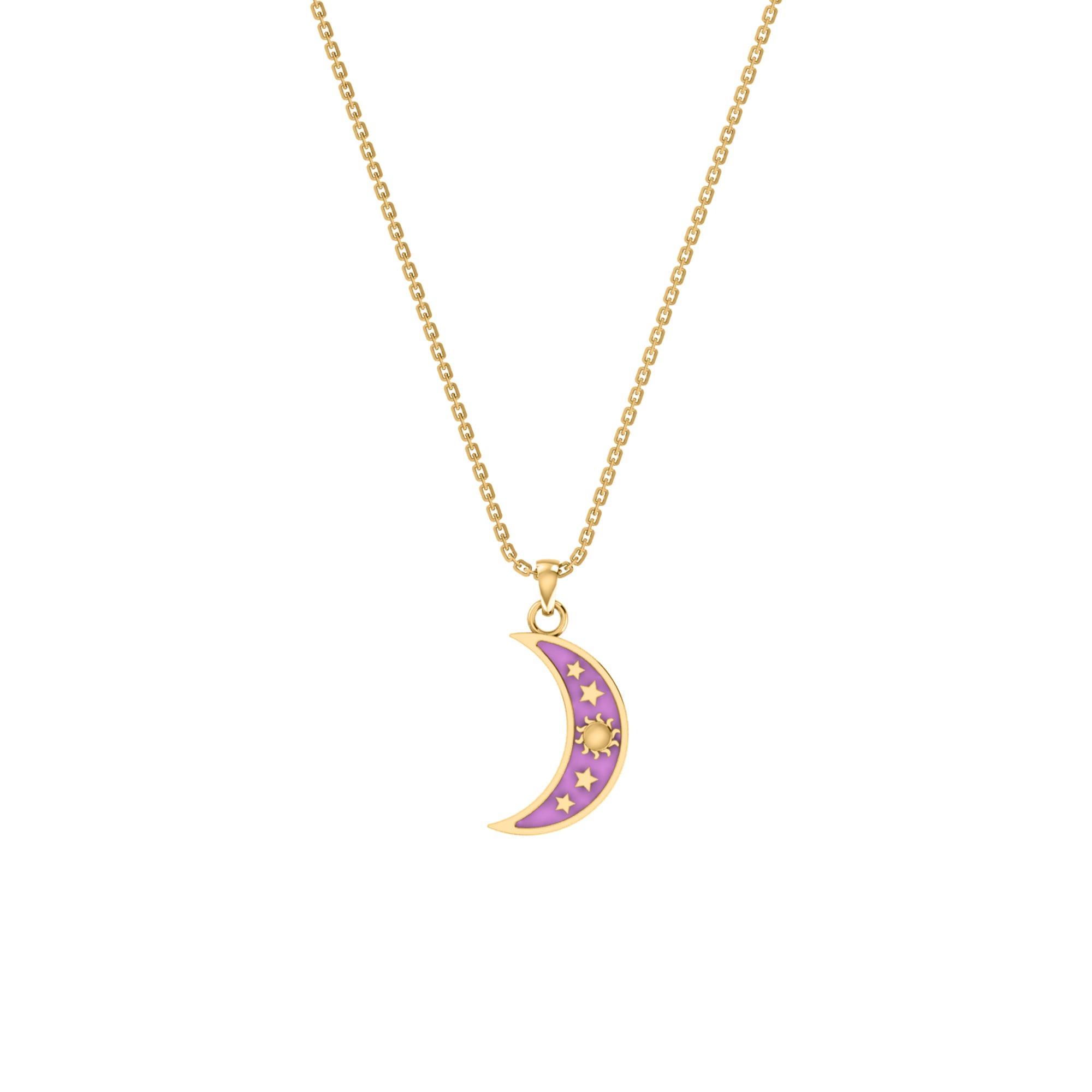 RKC Emaille-Halbmond-Anhänger, 925er Silberschmuck, 14 Karat Rosévergoldung, Produktgewicht: 4,00 g, Höhe: 20,00 mm
