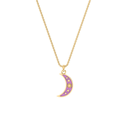 RKC Emaille-Halbmond-Anhänger, 925er Silberschmuck, 14 Karat Rosévergoldung, Produktgewicht: 4,00 g, Höhe: 20,00 mm