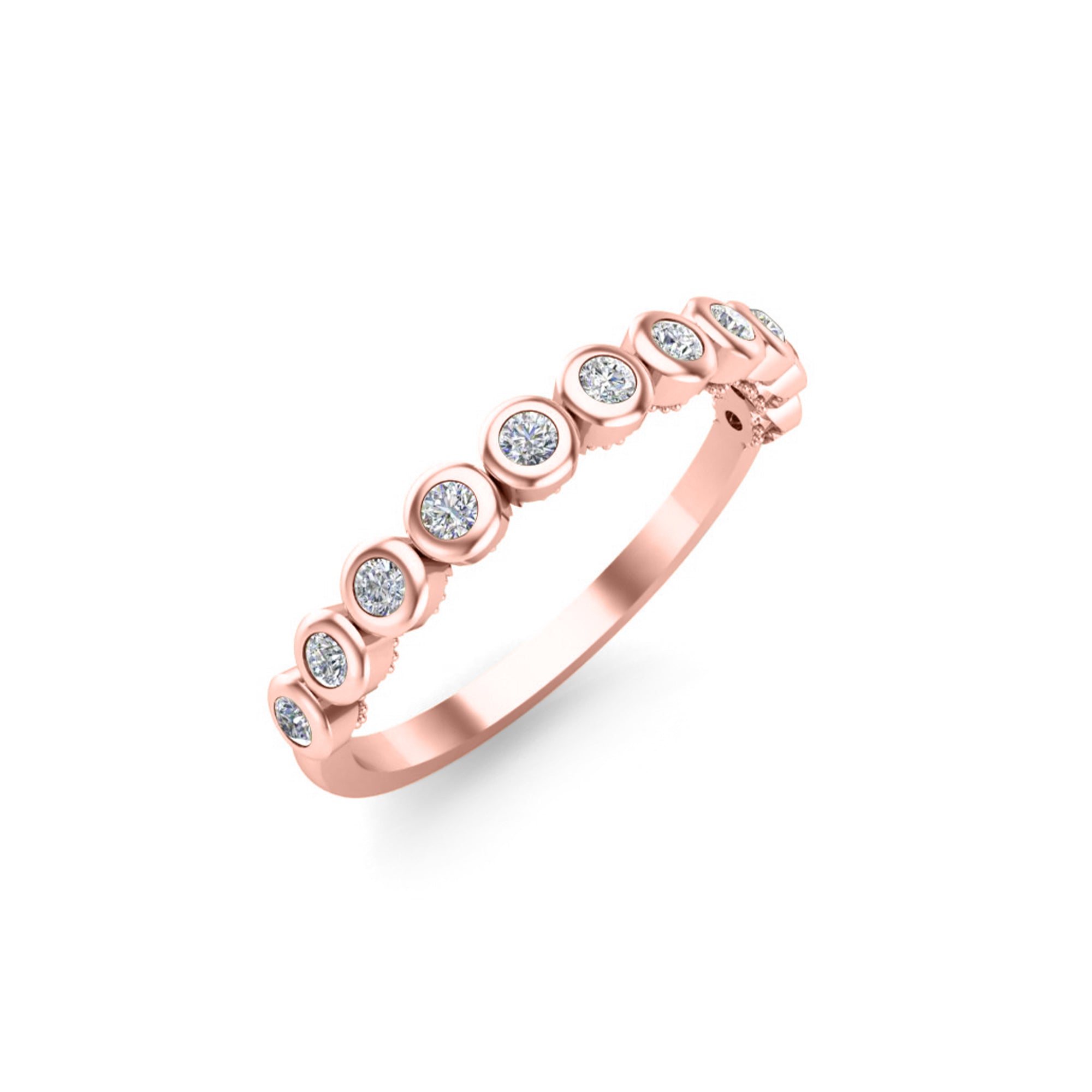 RKC Moissanite Half Eternity Birthday Special Band Anello da donna in argento 925 placcato in oro giallo 14 carati Peso 1,70 g Larghezza 1,70 mm